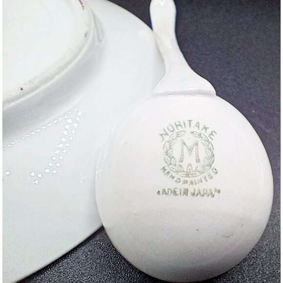 Antique Noritake Bouillon Set 1920s Hand Painted Roses Spoon Saucer Japan - Picture 2 of 13